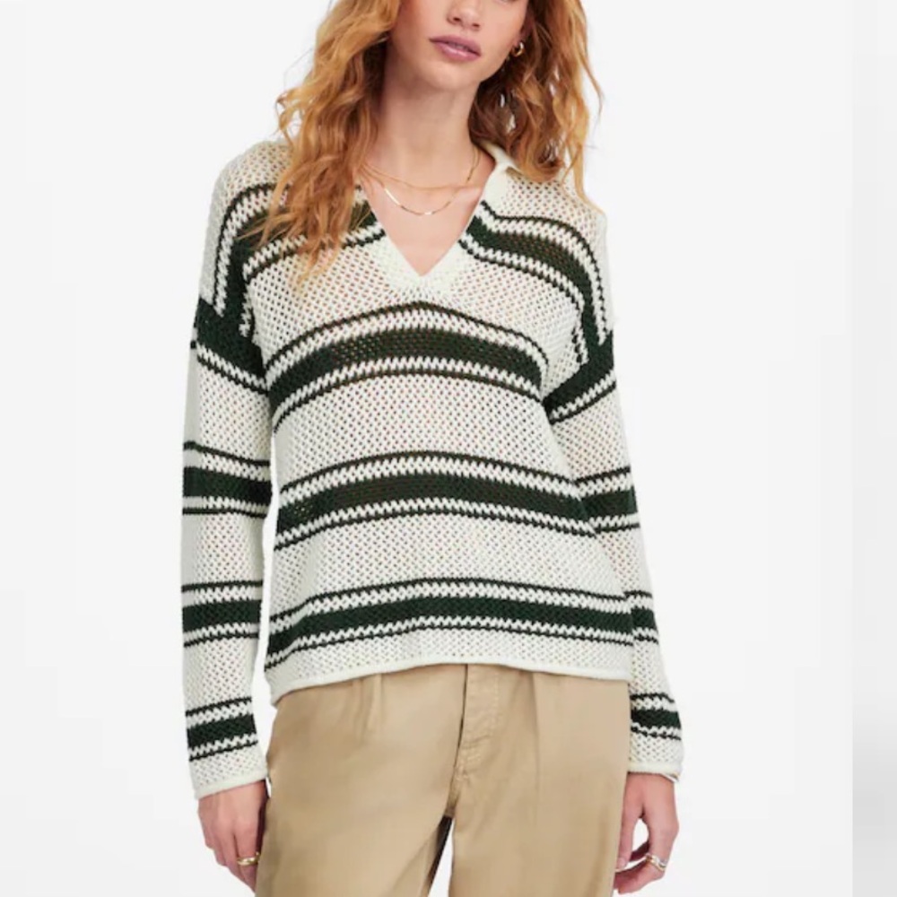 Open-Stitch Johnny Collar Sweater